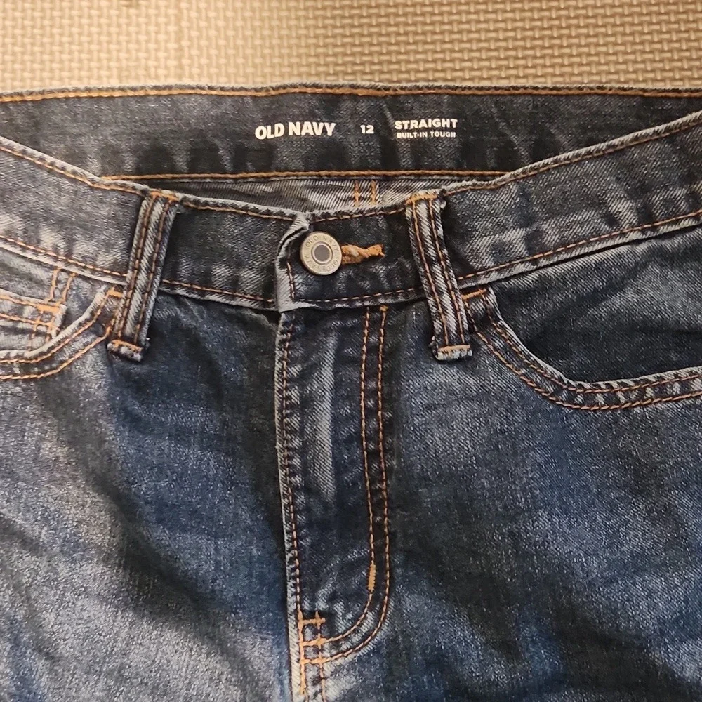 Boys Adjustable Waist Old Navy Blue Denim Jeans Size 12 Straight‎ Leg